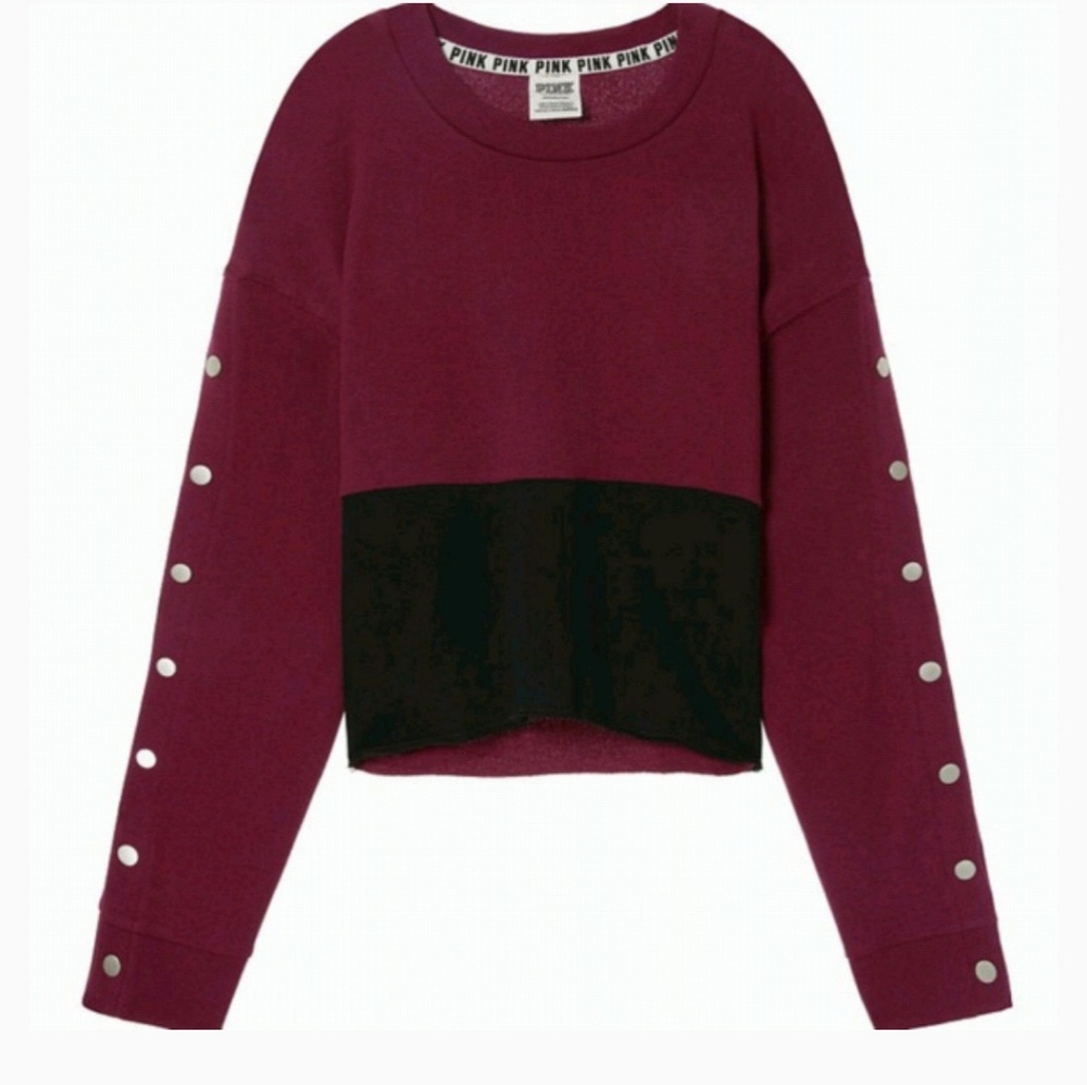 Pink Victoria's SECRET snap sleeve boyfriend crew